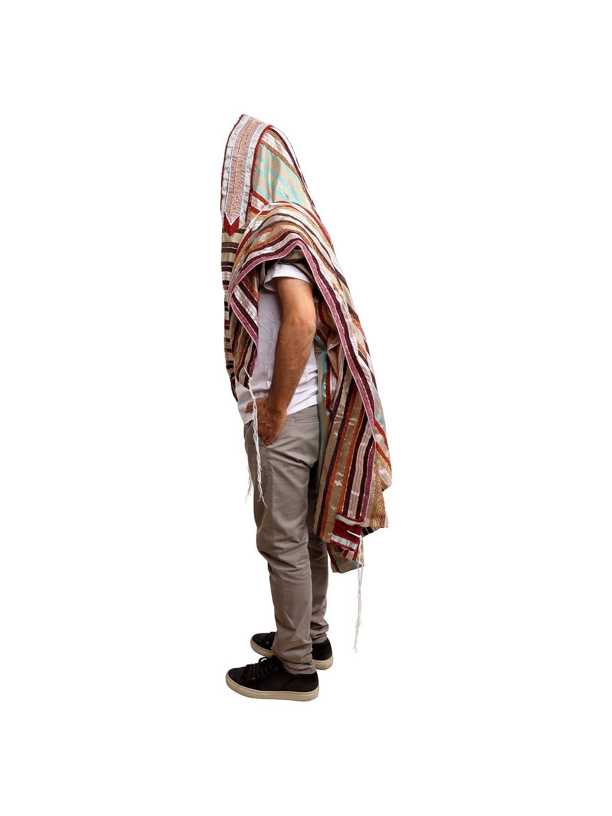 Handwoven Earthy Tone Pattern Tallit (Prayer Shawl) from Rikmat Elimel